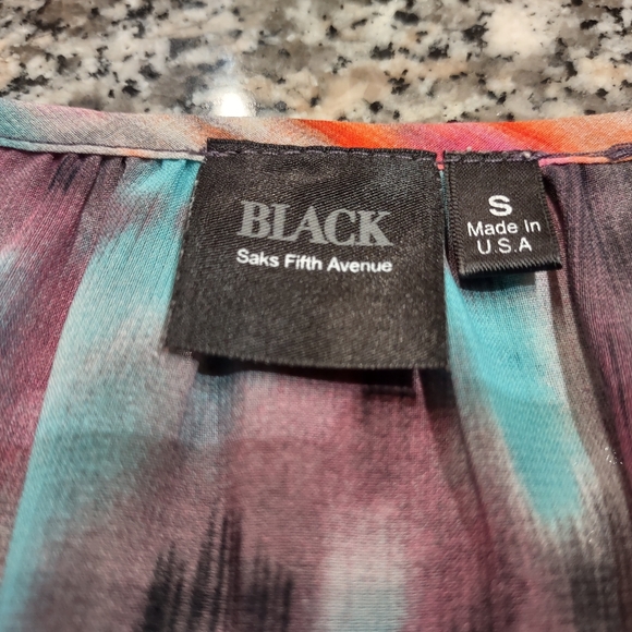 Saks Fifth Avenue Black Label Semi Sheer Multi Coloured Blouse Size Small - Picture 4 of 10